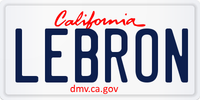 CA license plate LEBRON