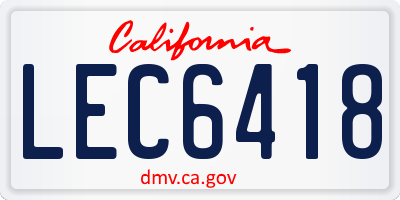 CA license plate LEC6418