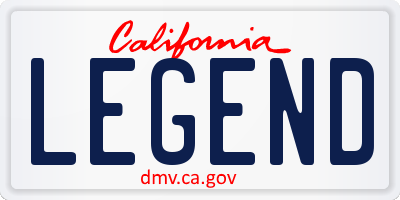 CA license plate LEGEND