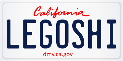 CA license plate LEGOSHI