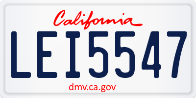 CA license plate LEI5547