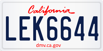 CA license plate LEK6644