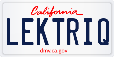 CA license plate LEKTRIQ