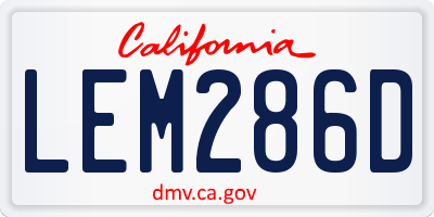 CA license plate LEM286D