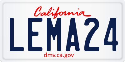 CA license plate LEMA24