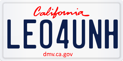 CA license plate LEO4UNH