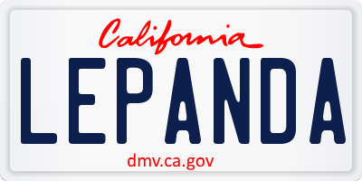 CA license plate LEPANDA