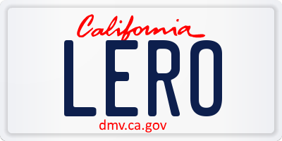 CA license plate LERO