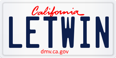 CA license plate LETWIN