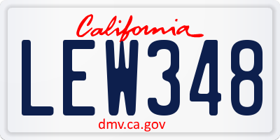 CA license plate LEW348