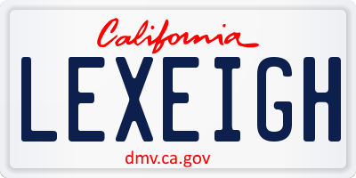 CA license plate LEXEIGH