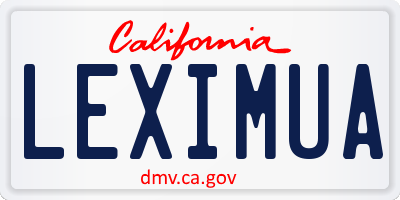 CA license plate LEXIMUA