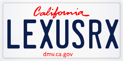 CA license plate LEXUSRX