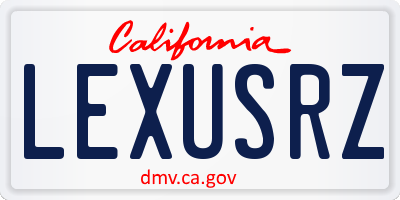 CA license plate LEXUSRZ