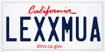 CA license plate LEXXMUA