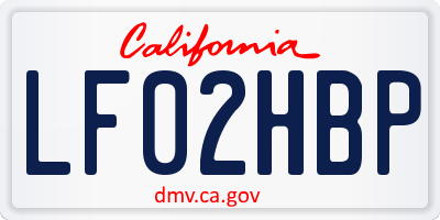 CA license plate LF02HBP