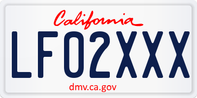 CA license plate LF02XXX