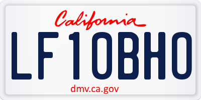 CA license plate LF10BHO