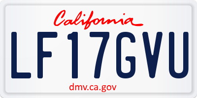 CA license plate LF17GVU