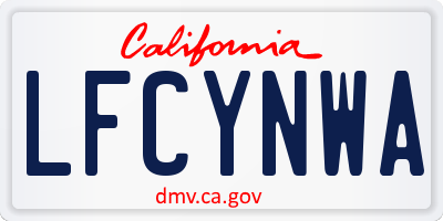 CA license plate LFCYNWA