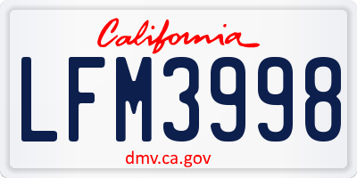 CA license plate LFM3998