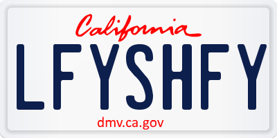 CA license plate LFYSHFY