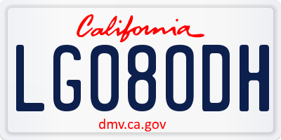 CA license plate LG08ODH