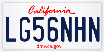 CA license plate LG56NHN