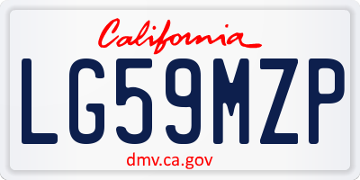 CA license plate LG59MZP