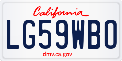 CA license plate LG59WBO