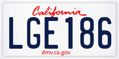 CA license plate LGE186