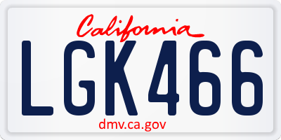 CA license plate LGK466