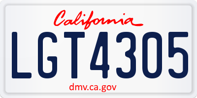 CA license plate LGT4305