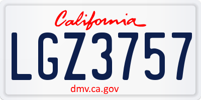 CA license plate LGZ3757