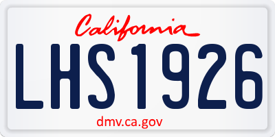 CA license plate LHS1926