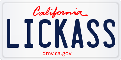 CA license plate LICKASS