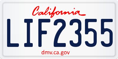 CA license plate LIF2355