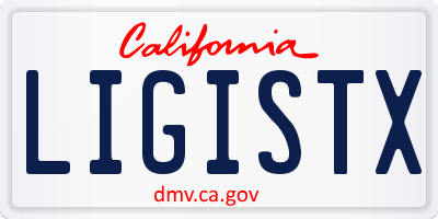 CA license plate LIGISTX