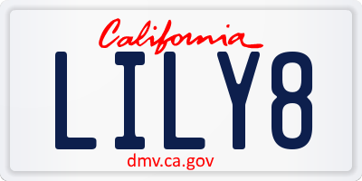 CA license plate LILY8