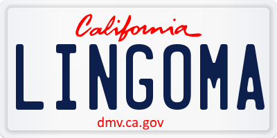 CA license plate LINGOMA