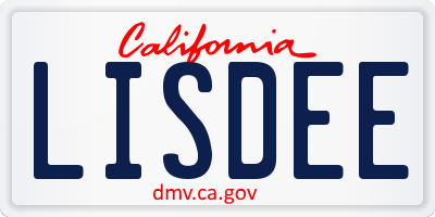 CA license plate LISDEE