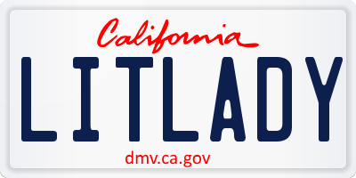 CA license plate LITLADY