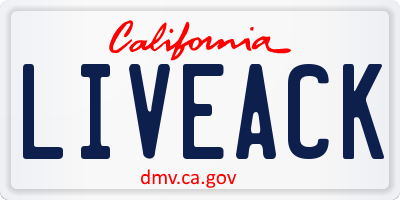 CA license plate LIVEACK