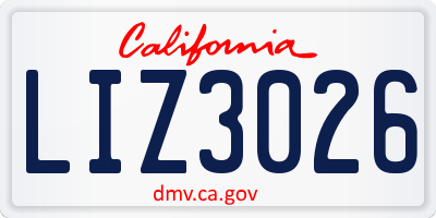 CA license plate LIZ3026