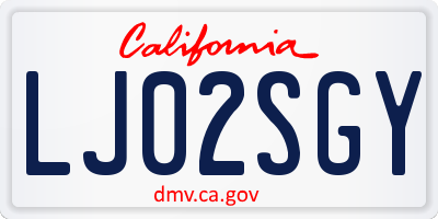 CA license plate LJ02SGY