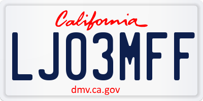 CA license plate LJ03MFF