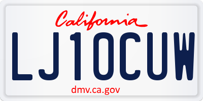 CA license plate LJ10CUW