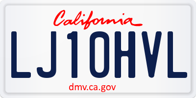 CA license plate LJ10HVL