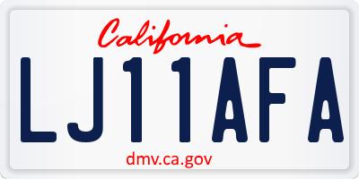 CA license plate LJ11AFA