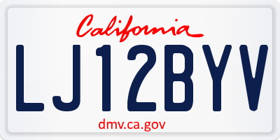 CA license plate LJ12BYV